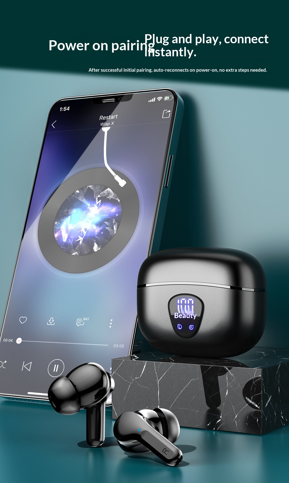 2026 Private Model Noise-Cancelling Clear Call TWS draadloze oordopjes met oplaadcase, compact en met lange batterijduur_voghion.com