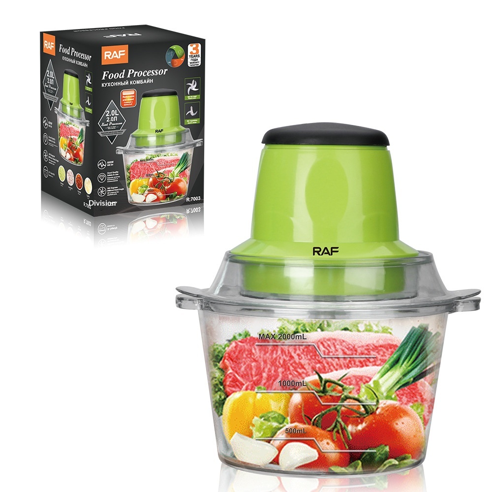 RAF EU Standard Electric Grinder Household Blender Meat Mincer Small High Power Food Processor Glass Jug Body_voghion.com