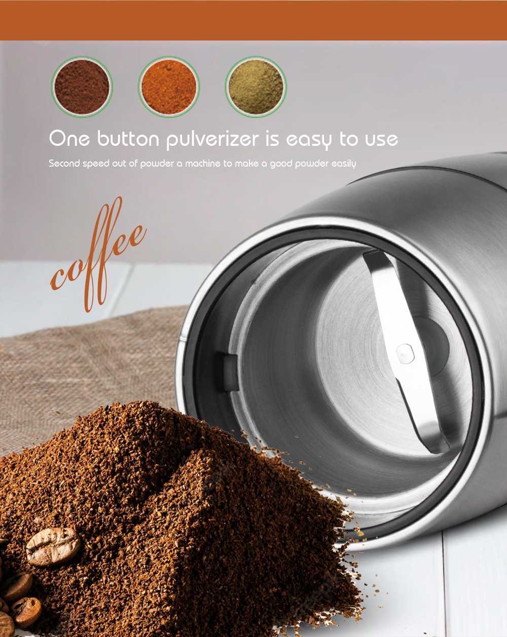 Electric Dry Household Lightweight Grinding Cup Portable Coffee Bean Grinder_voghion.com