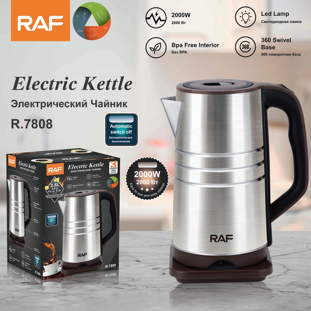 RAF EU Standard Cross-Border Stainless Steel 3.5L Electric Automatic Large Capacity Multifunctional Kettle Overheating_voghion.com
