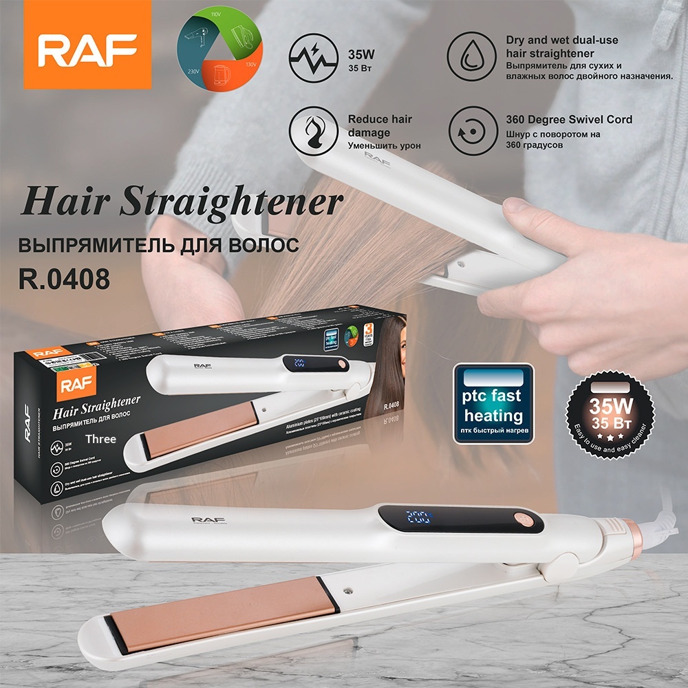 RAF Europäischer Standard Grenzüberschreitender Haushaltshaarglätter mit Heizfunktion, LCD-Display, tragbar, für Volumen_voghion.com
