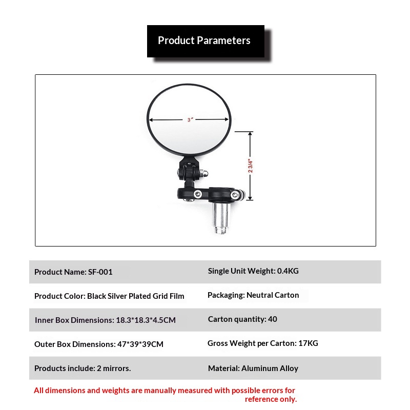 FLYQUICK Cross-Border E-Commerce Runder Motorrad-Rückspiegel, faltbar, konvex, Lenkerspiegel_voghion.com
