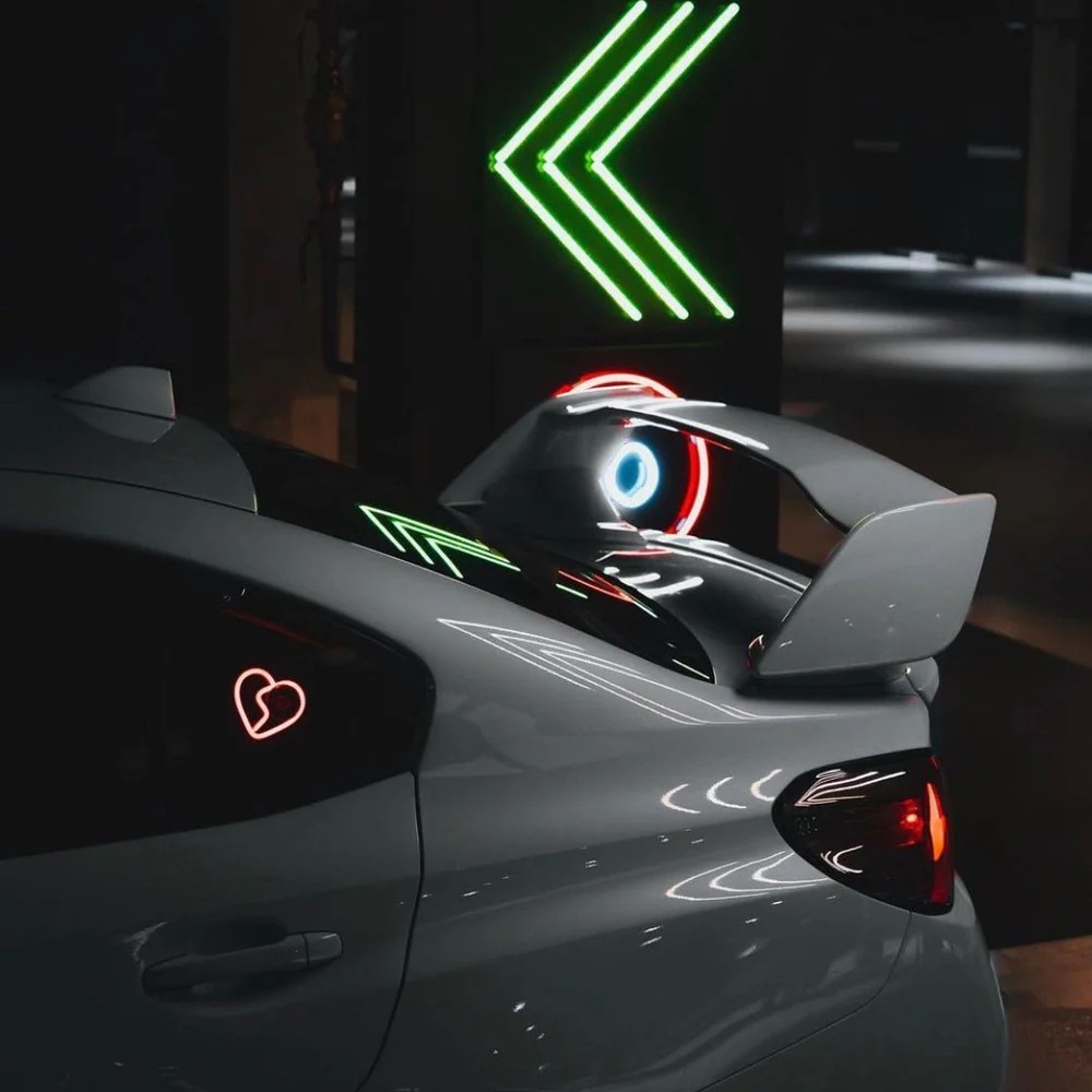 Triangle Glowing Interior Decoration Sticker Heart Atmosphere Modified Neon Car Window Ambient Light_voghion.com