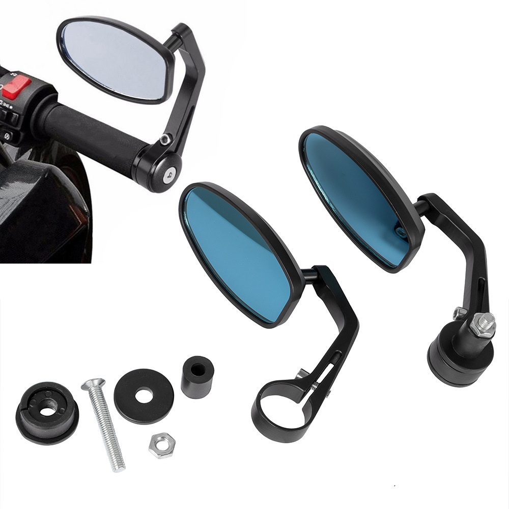 Specchietto retrovisore blu riflettente e girevole per manubrio pieghevole di moto e veicoli elettrici._voghion.com