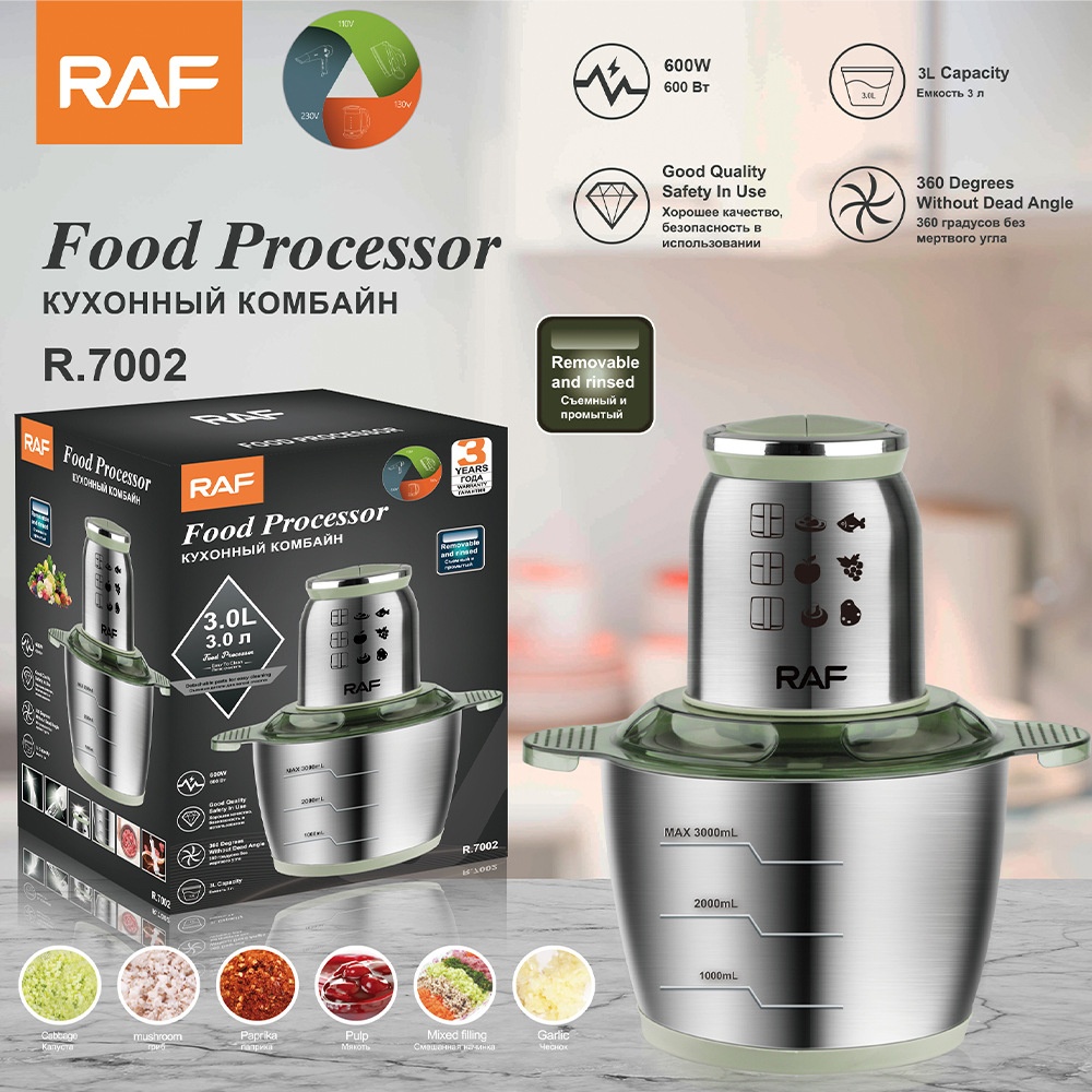 RAF European Standard Stainless Steel Electric Grinder For Stuffing, Vegetable And Meat Chopping, Household Dual-Speed_voghion.com