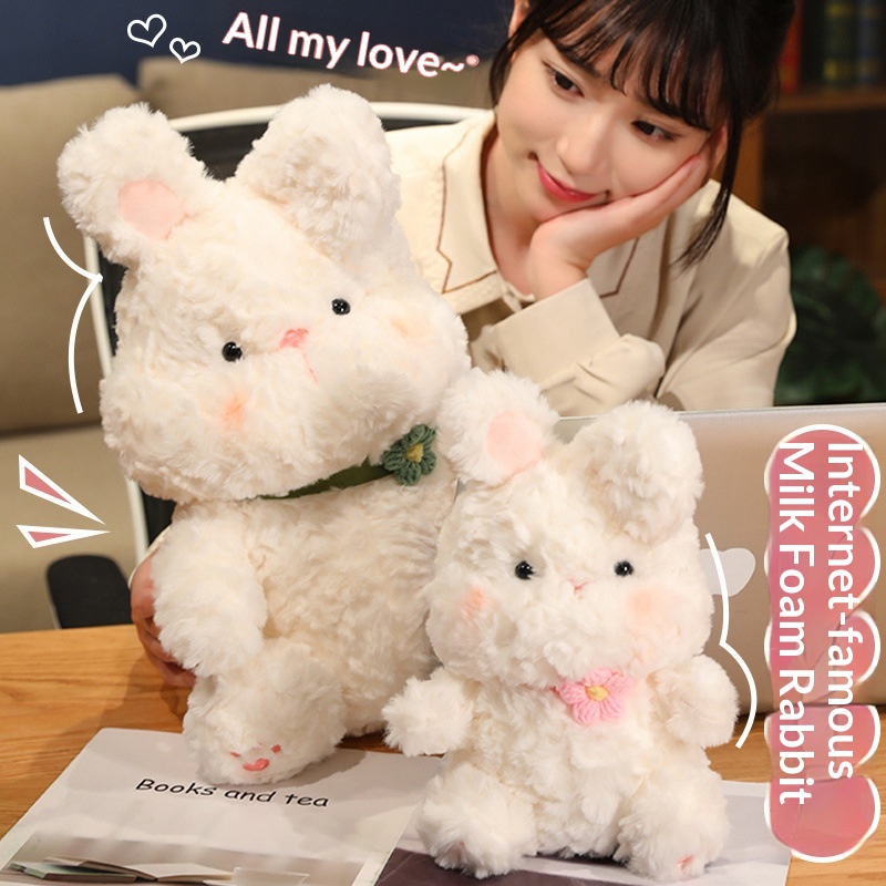 New Cartoon Cute Milk Cap Internet Celebrity Bunny Tuantuan Rabbit Plush Toy Doll Children's Comfort Companion Gift_voghion.com