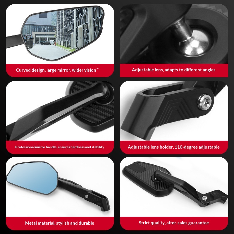 Real Carbon Fiber Foldable Motorcycle Modified Rearview With Wide-angle Anti-glare Mirror_voghion.com