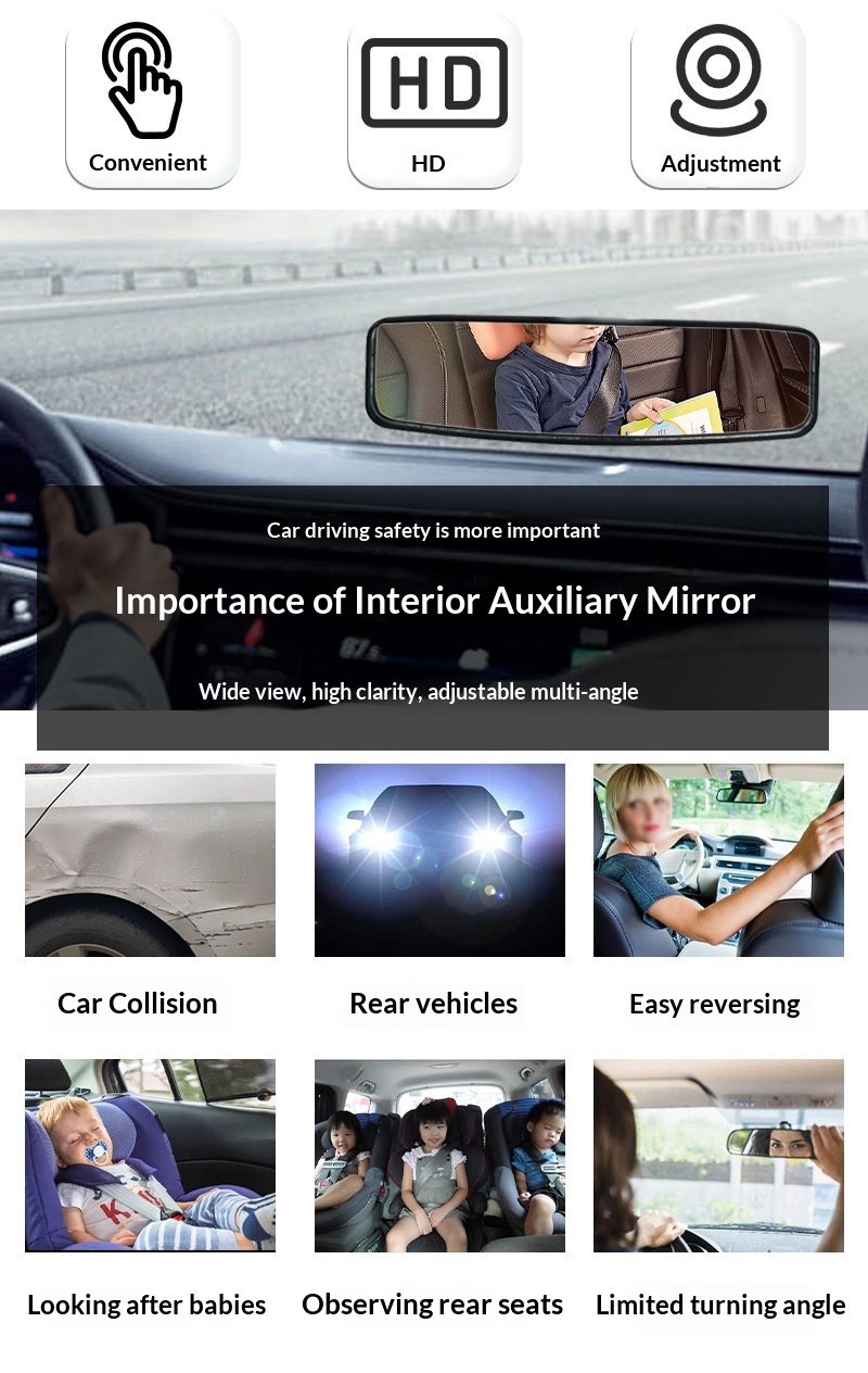 Source Factory Wide View Interior Custom Reversing HD Car Rearview Mirror_voghion.com