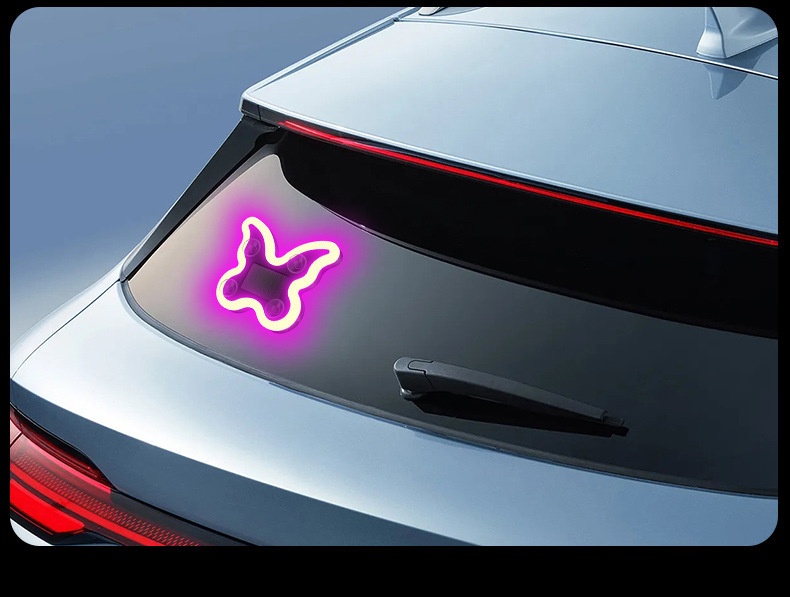 Cross-border Heart Gesture LED Decorative Bottle-shaped Car Window Atmosphere Light, Butterfly Sensor, Solar-powered_voghion.com