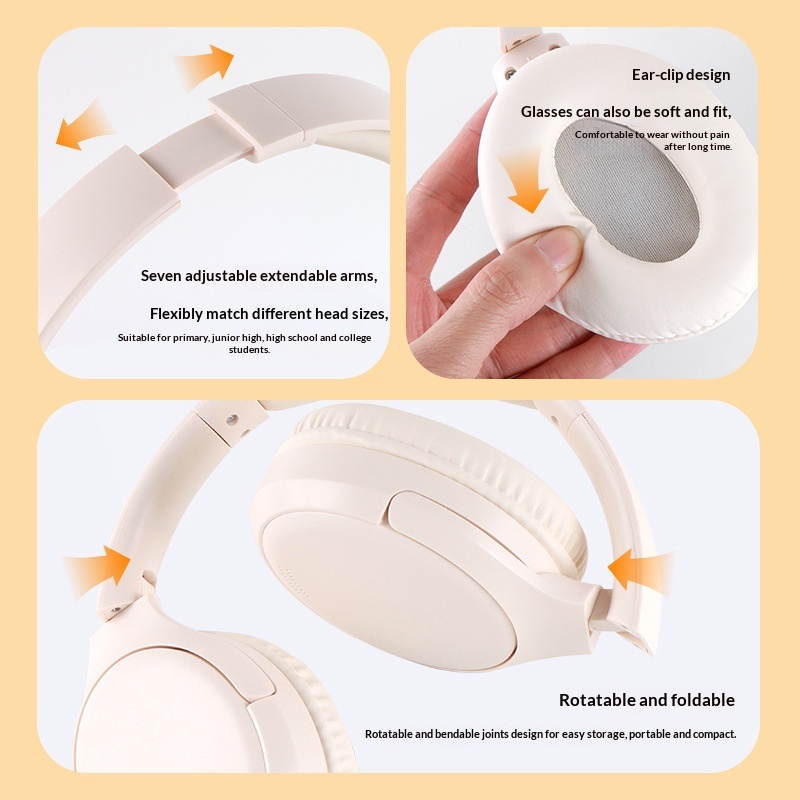 Student Ear Return Headphones Study Aid Long Battery Life Wireless Recitation Learning Headset Bluetooth 6.0_voghion.com