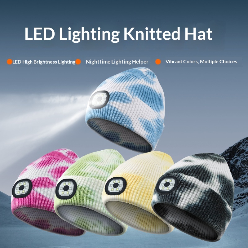 Bluetooth Knitted Led Beanie Hat Outdoor Headlamp Comfortable_voghion.com