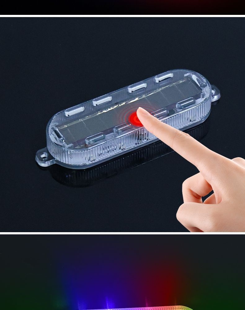Solar Led Warning Tail Light For Motorcycle And Bicycle Car_voghion.com