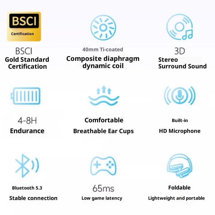 Nuove cuffie Bluetooth wireless over-ear di grande successo commerciale transfrontaliero con bassi potenti, adatte per lo sport e i telefoni cellulari,_voghion.com
