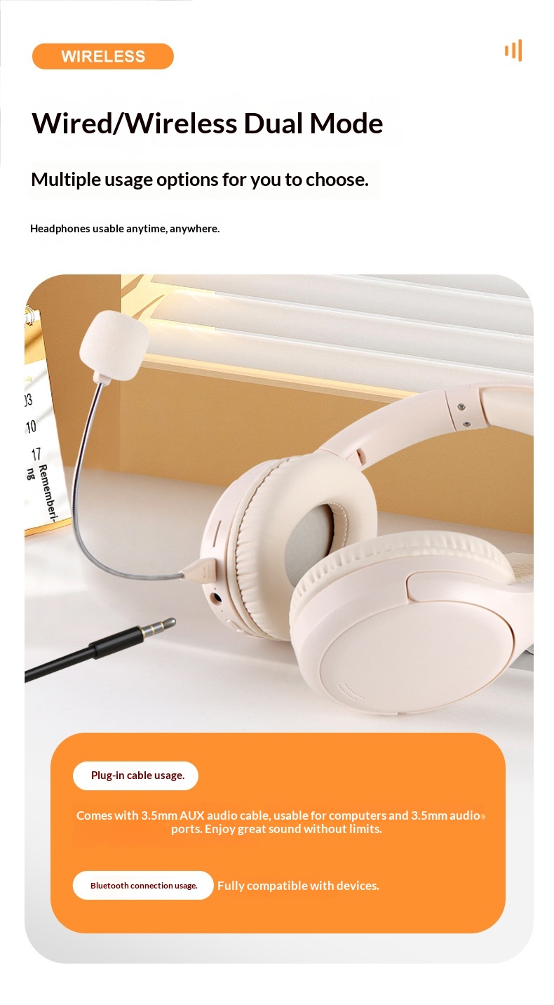 Student Ear Return Headphones Study Aid Long Battery Life Wireless Recitation Learning Headset Bluetooth 6.0_voghion.com