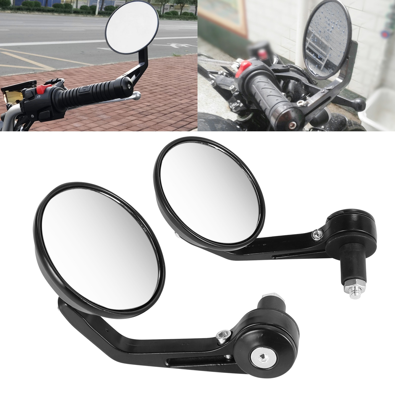Specchietto retrovisore blu riflettente e girevole per manubrio pieghevole di moto e veicoli elettrici._voghion.com