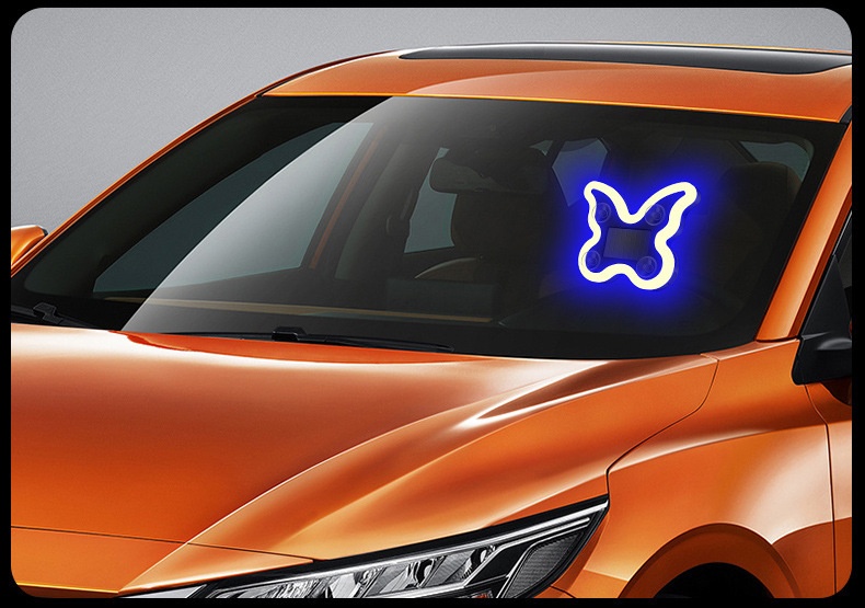 Cross-border Heart Gesture LED Decorative Bottle-shaped Car Window Atmosphere Light, Butterfly Sensor, Solar-powered_voghion.com