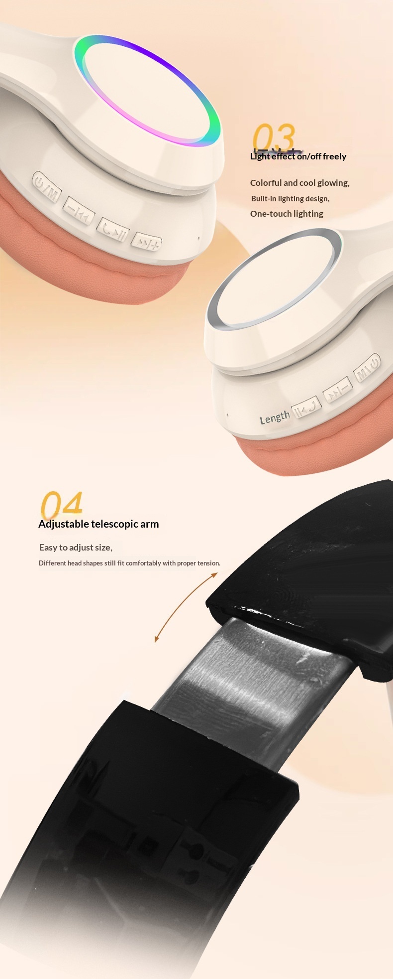Wireless Bluetooth Over-ear Headphones With Led Lighting_voghion.com