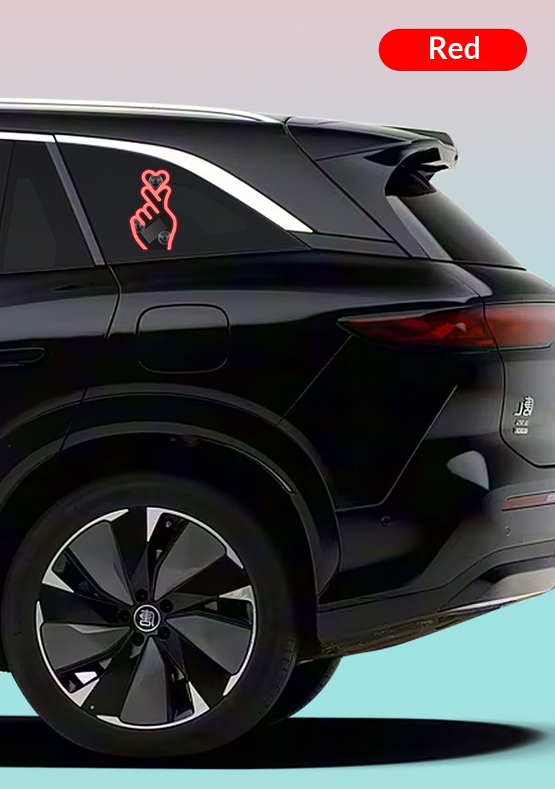 Heart Solar Decorative LED Warning Triangle Rear Window Car Fun Cute Atmosphere Light_voghion.com