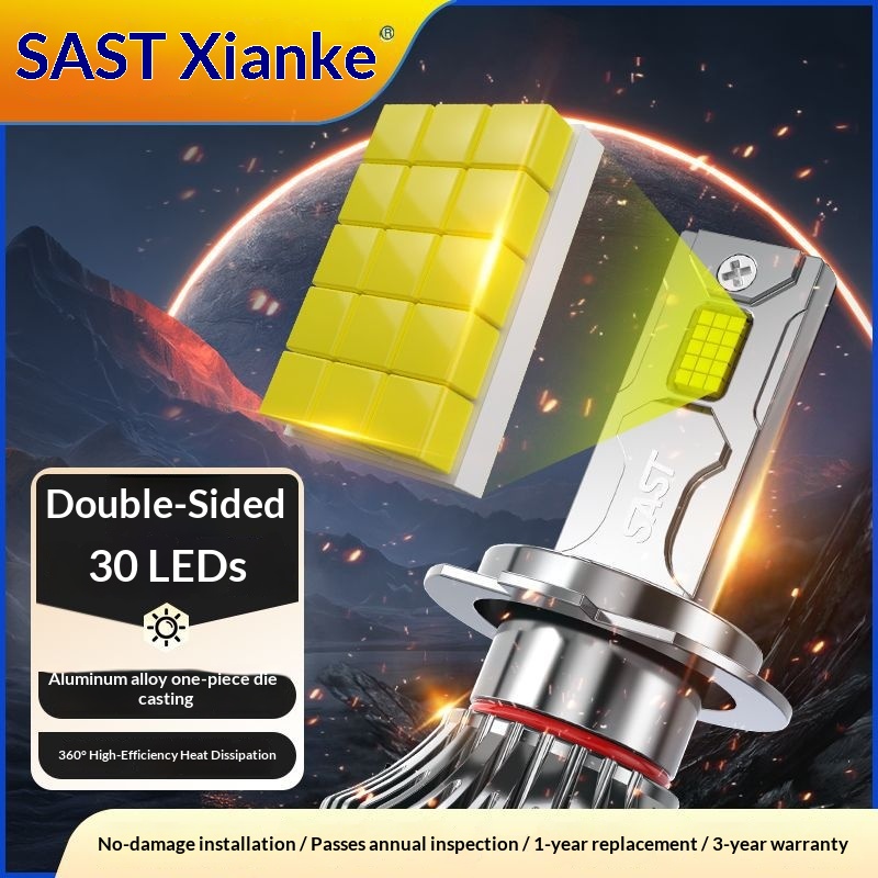 Samochodowa żarówka laserowa LED H4 71 z soczewką, przednia, do reflektorów bliskich i dalekich, zintegrowana, mocna, superjasna, 12 V 24 V 5_voghion.com