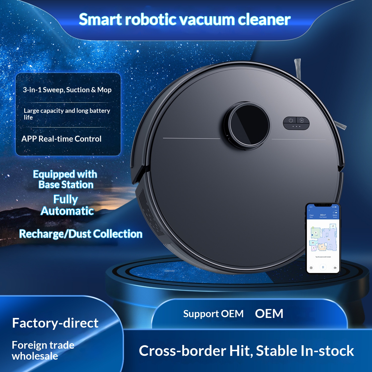 Grenzüberschreitender M30-Saugroboter mit Lasernavigation, LDS-Hindernisvermeidung, Absturzsicherung und automatischer Aufladung_voghion.com