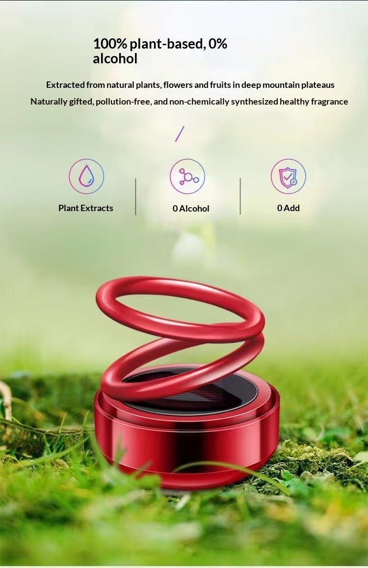 Cross-Border Aromatherapy Decoration Solar-Powered Rotating Ornament Double Ring Floating Creative Car Interior_voghion.com