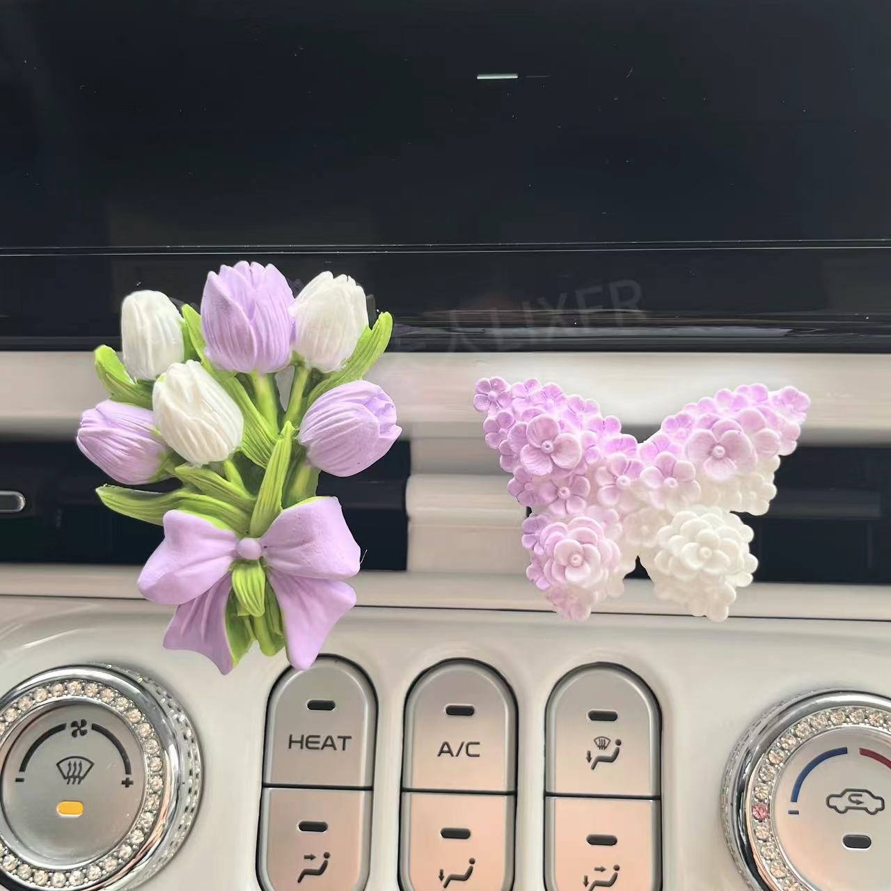 Niche Tulip Freshener Diffuser Stone Elegant Flower Car Air Vent Decoration Pendant Butterfly Light Fragrance_voghion.com