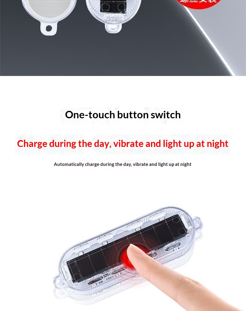 Solar Led Warning Tail Light For Motorcycle And Bicycle Car_voghion.com