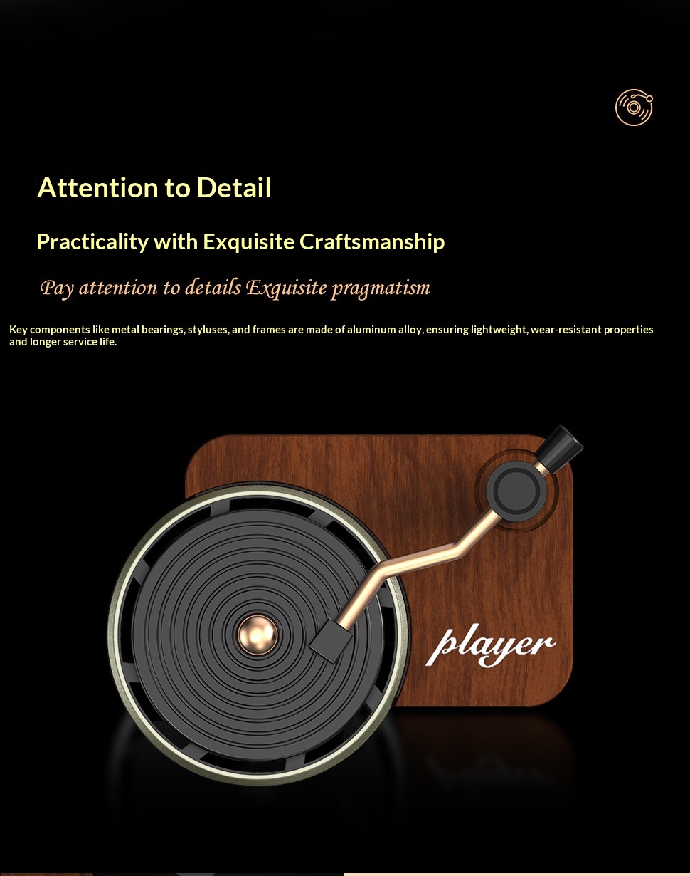 Air Vent Record Player Taylor Interior Light Fragrance Deodorizer High-end Car Decoration_voghion.com