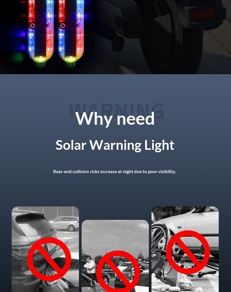 Solar Led Warning Tail Light For Motorcycle And Bicycle Car_voghion.com