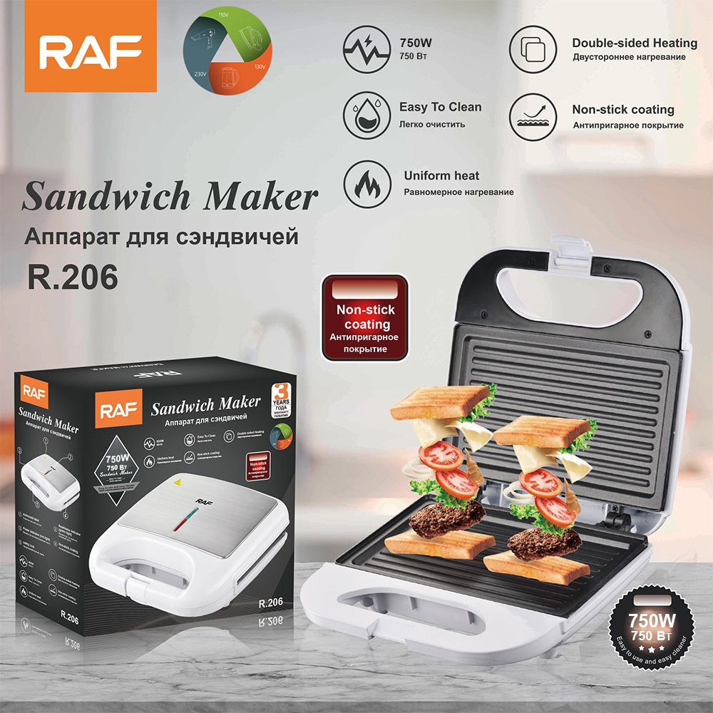 RAF European Standard Sandwich Light Food Household Multifunctional Grilling Steak Maker Double-Sided Heating Electric_voghion.com
