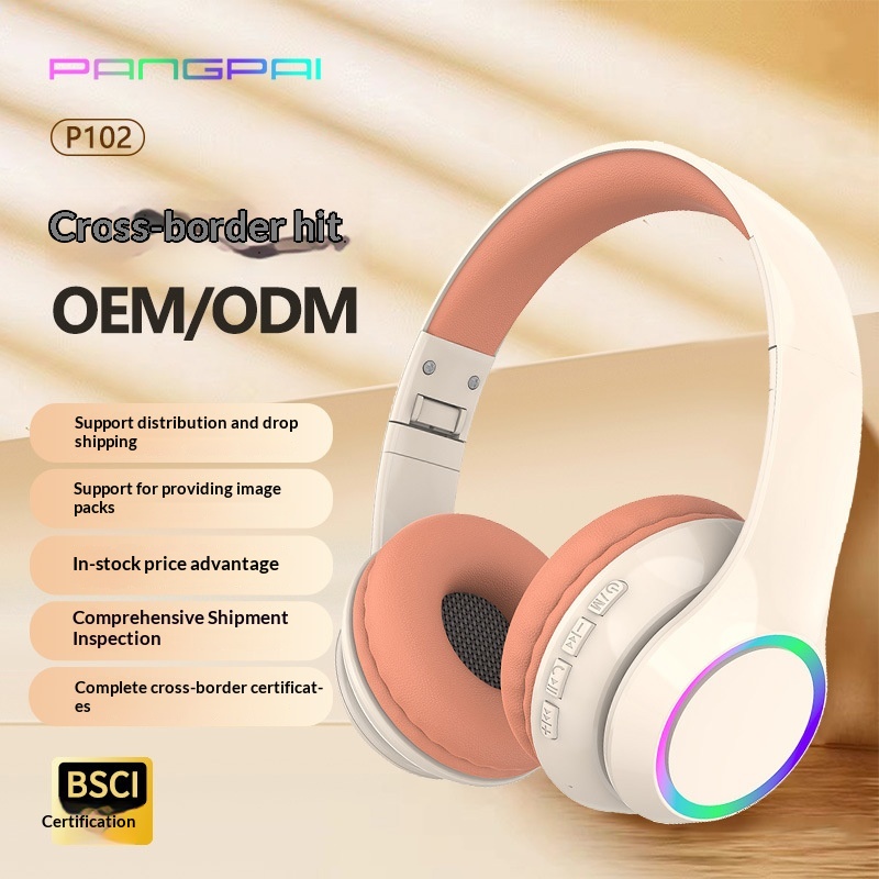 Hot-selling P102 Wireless Over-ear Bluetooth Headphones LED Lighting Gaming Music Type-C Cross-border In-stock Private_voghion.com