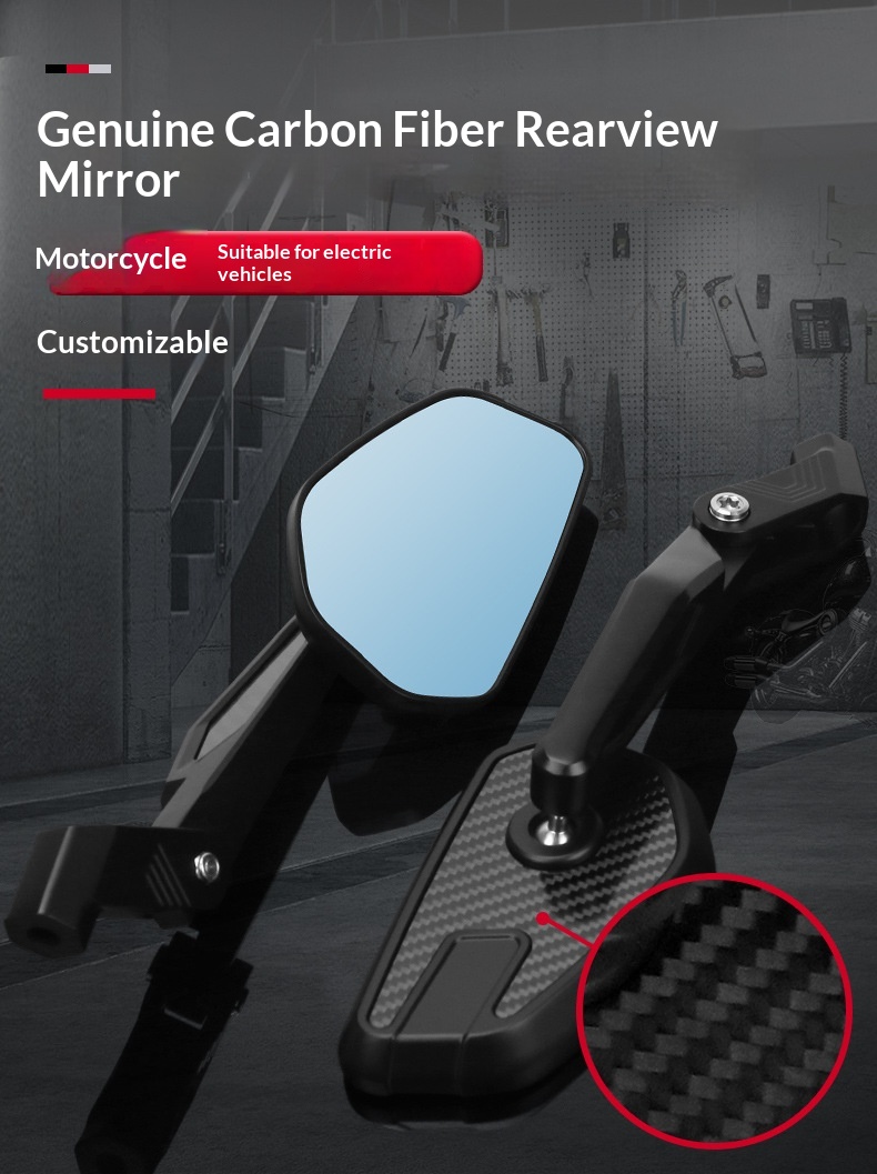 Real Carbon Fiber Foldable Motorcycle Modified Rearview With Wide-angle Anti-glare Mirror_voghion.com