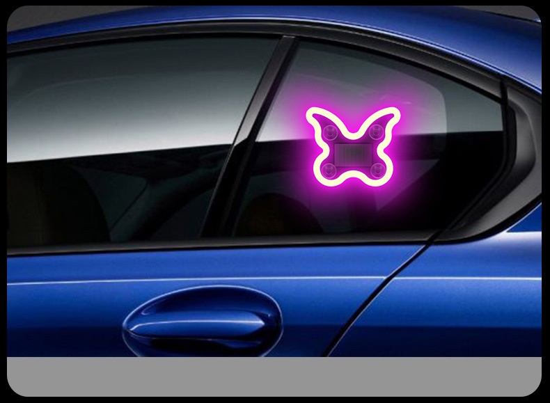 Cross-border Heart Gesture LED Decorative Bottle-shaped Car Window Atmosphere Light, Butterfly Sensor, Solar-powered_voghion.com