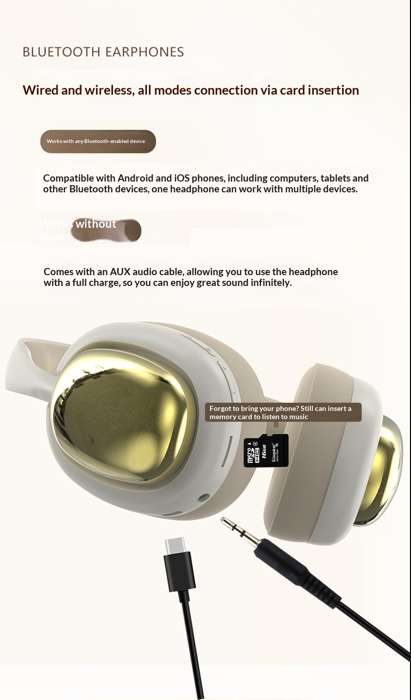 Over-ear Bluetooth Headphones Stereo Wireless For Sports Mobile_voghion.com