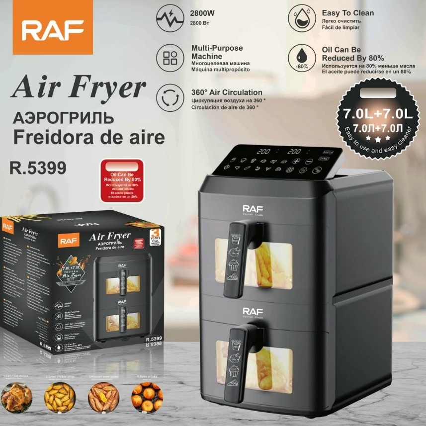 RAF European Standard Household Oil-Free Air Multi-Functional Smart Double-Layer Oven French Fries Electric Fryer R.5396_voghion.com