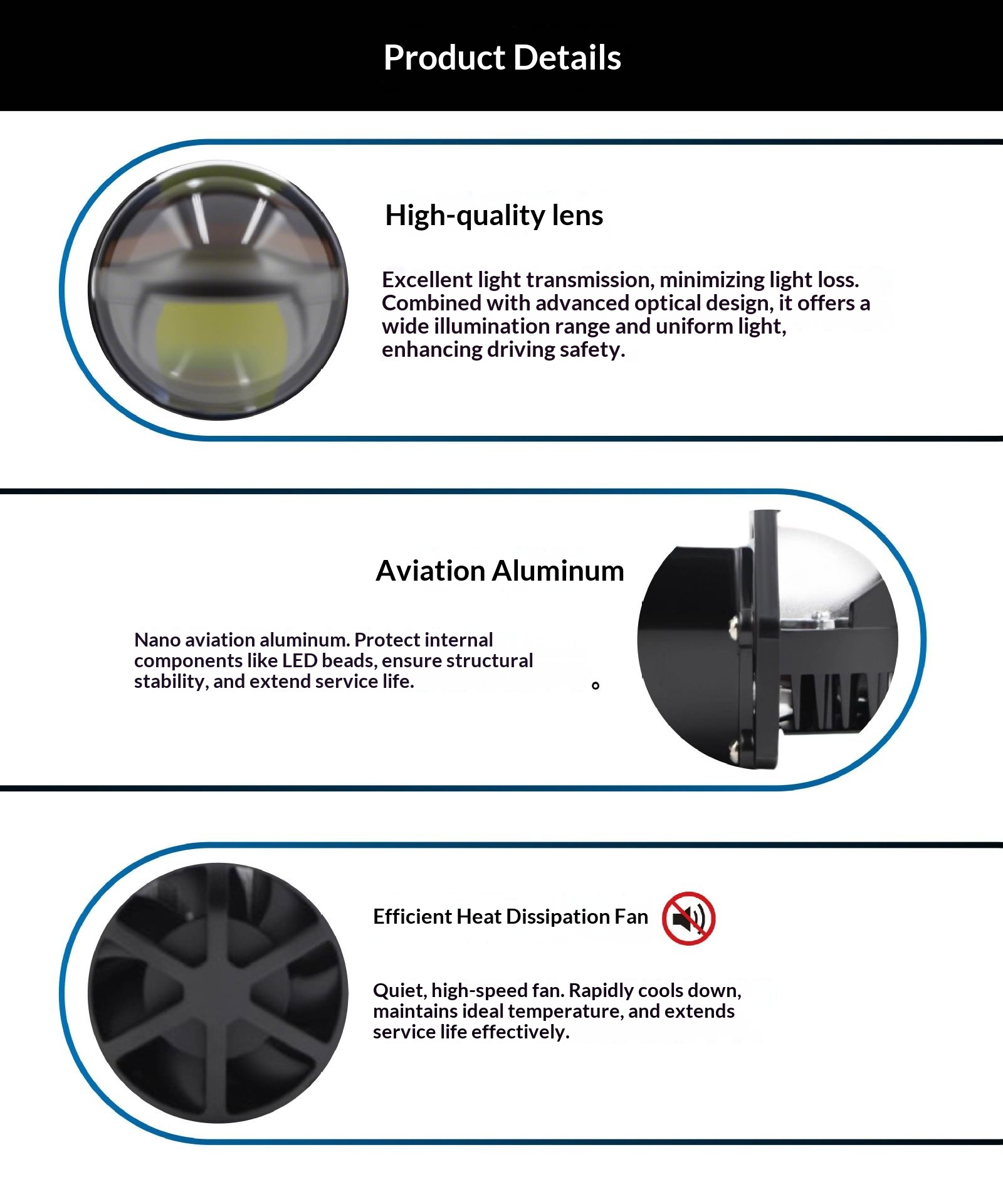 New B8 Beam Lens Dual Lamp Cup Car LED Headlight Super Bright Focused Light Universal Modification_voghion.com