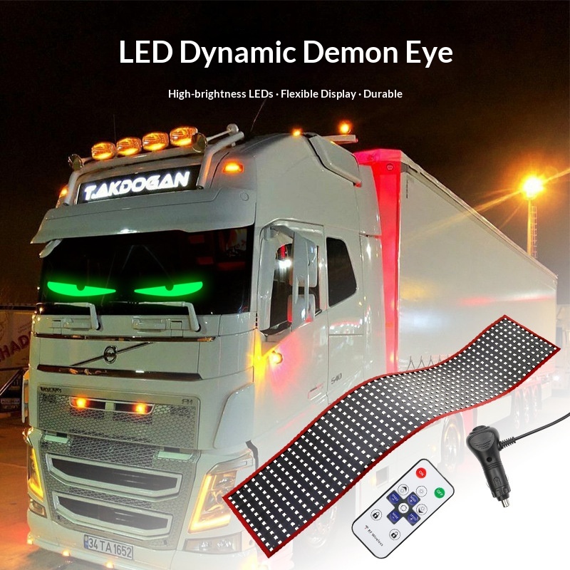 Schermo flessibile a LED "Occhio di Demone" per interni auto, camion e finestrini, luce decorativa personalizzabile, 12/24V, universale._voghion.com