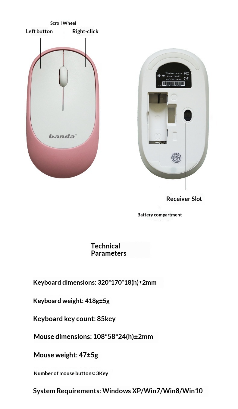 Banda Wireless Set Laptop External Chocolate Keys Power-saving Home Office Keyboard Mouse_voghion.com