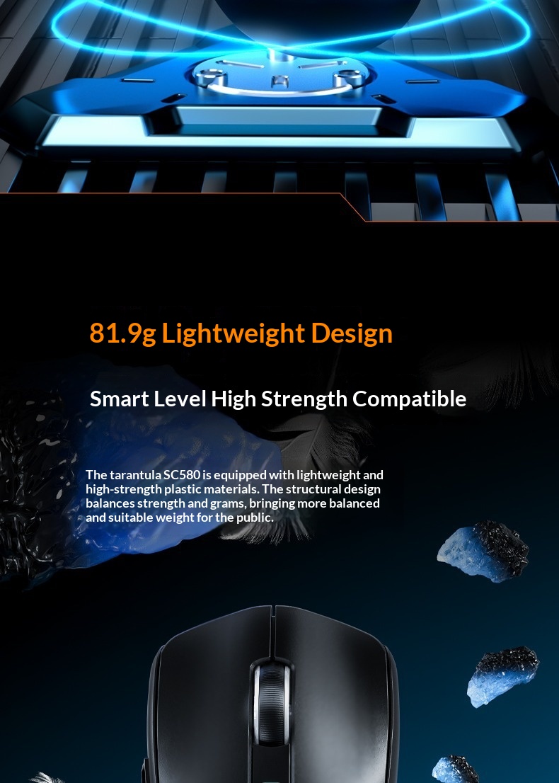 Wolf Spider SC580 Three-Mode Bluetooth 2.4g Wireless Gaming Mouse For Laptop, Desktop, And Office Use_voghion.com