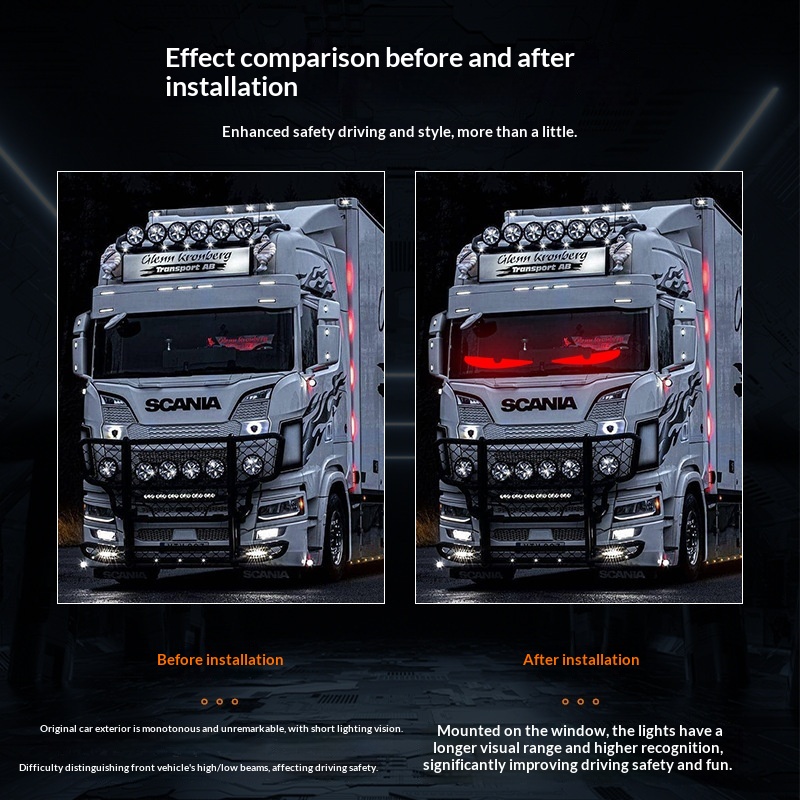 Schermo flessibile a LED "Occhio di Demone" per interni auto, camion e finestrini, luce decorativa personalizzabile, 12/24V, universale._voghion.com