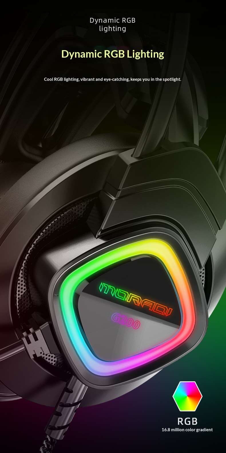 MoDi G200 Computer Over-ear Wired Headset With Microphone, 7.1-channel USB Gaming Headset, Specifically For Internet_voghion.com