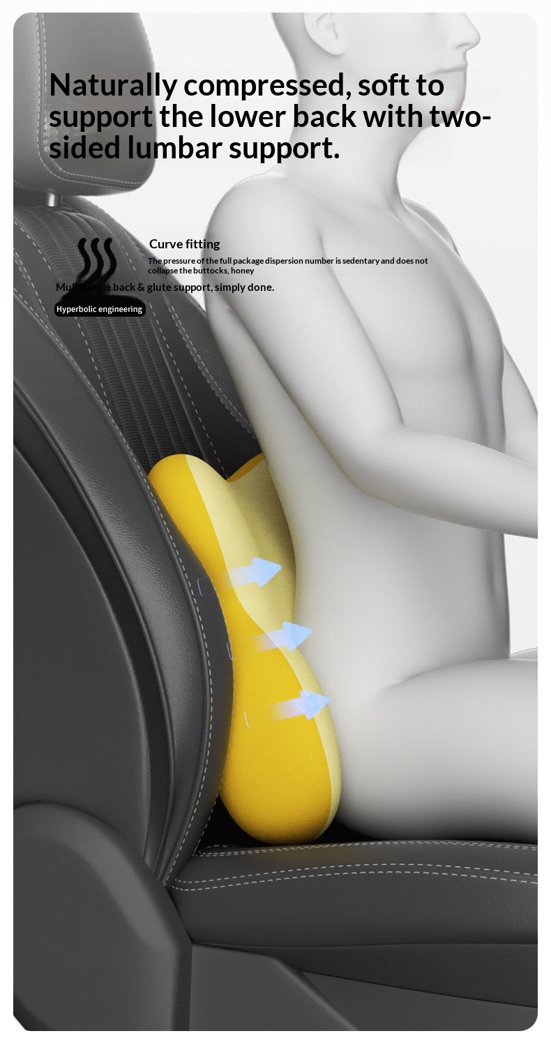 Grensoverschrijdend nekkussen van traagschuim, zitkussen, autohoofdsteun, lendensteun_voghion.com