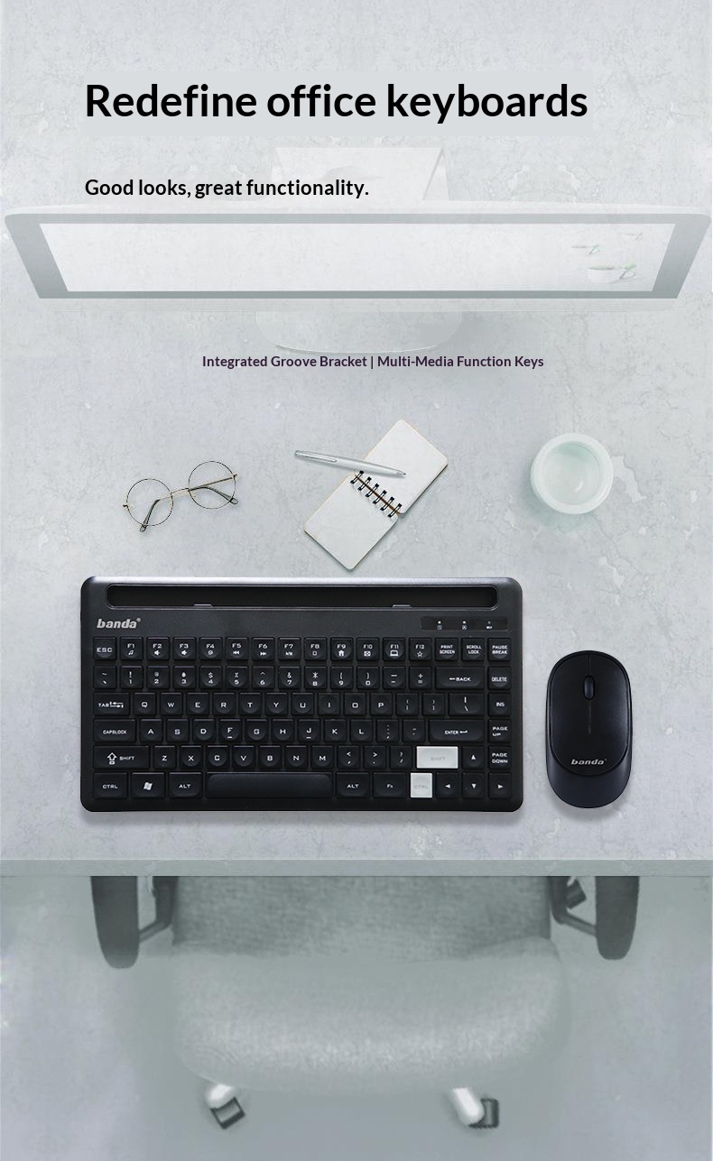 Banda Wireless Set Laptop External Chocolate Keys Power-saving Home Office Keyboard Mouse_voghion.com