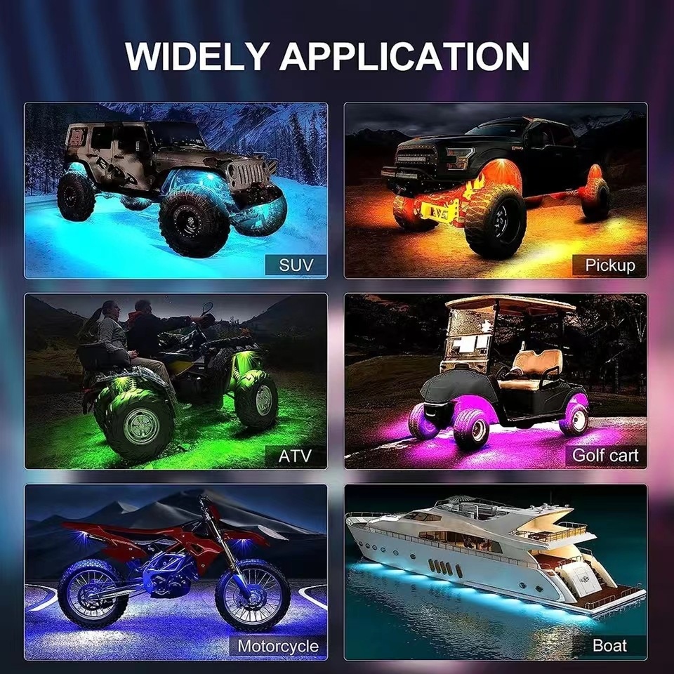 Cross-border Popular Car LED Bluetooth APP Wireless Control Ambient , Off-road Pickup Truck Underbody Modification_voghion.com