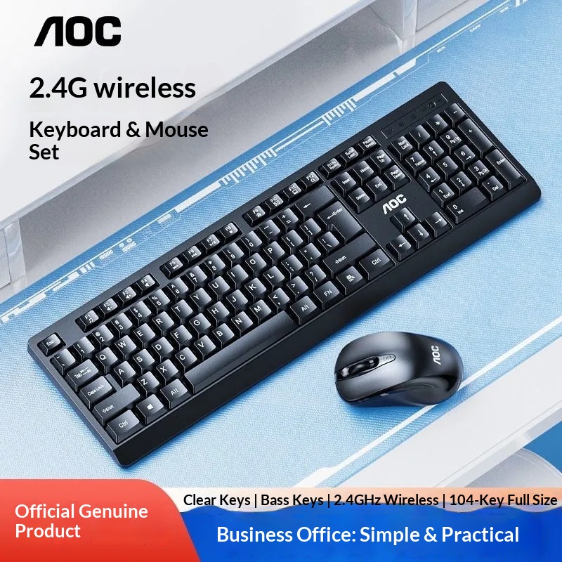 TPV AOC KM210 Wireless Keyboard Mouse Set Business Office Laptop Desktop Computer 2.4G_voghion.com