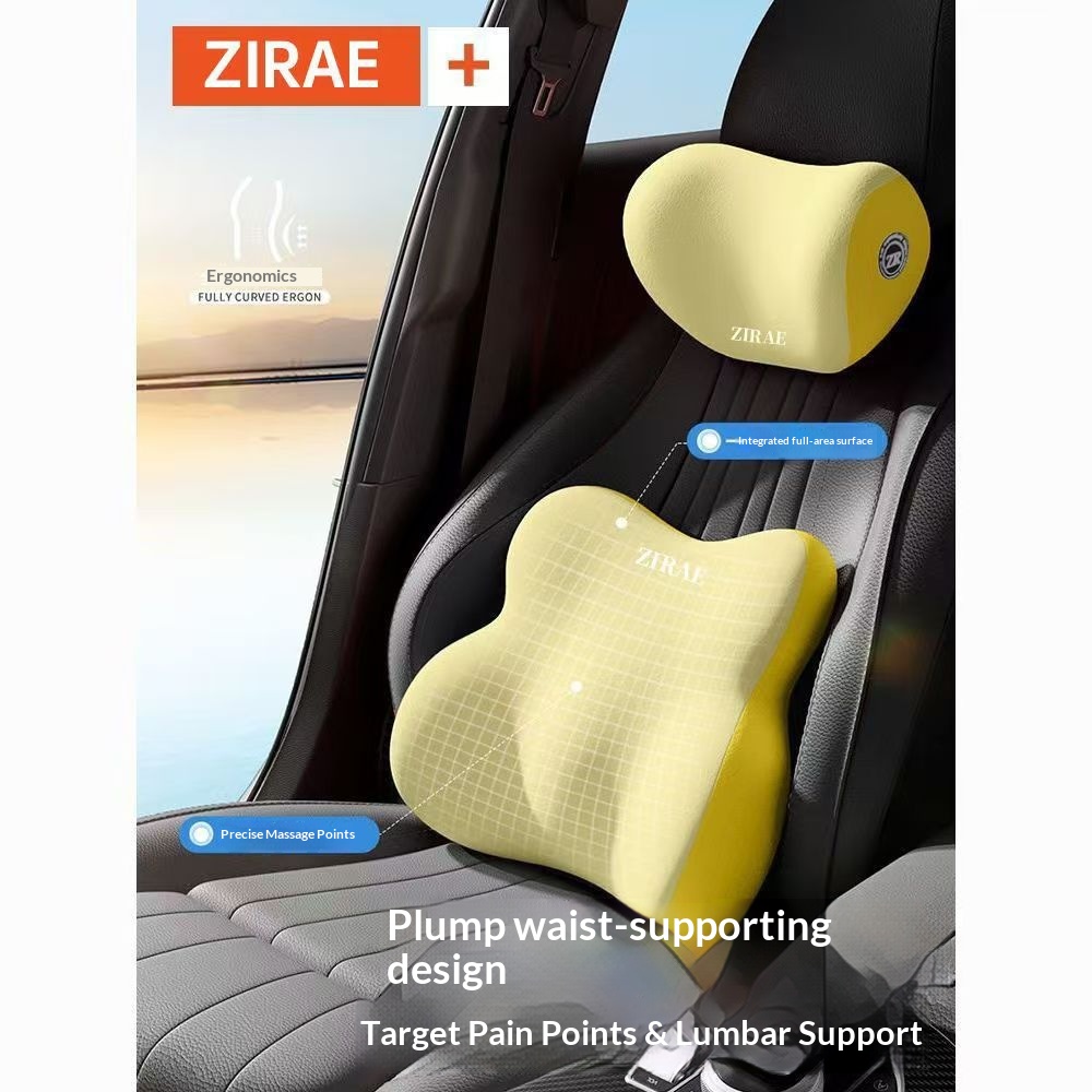 Conjunto de encosto de cabeça, almofada lombar, suporte lombar, espuma viscoelástica, travesseiro de pescoço de alta qualidade para carro_voghion.com