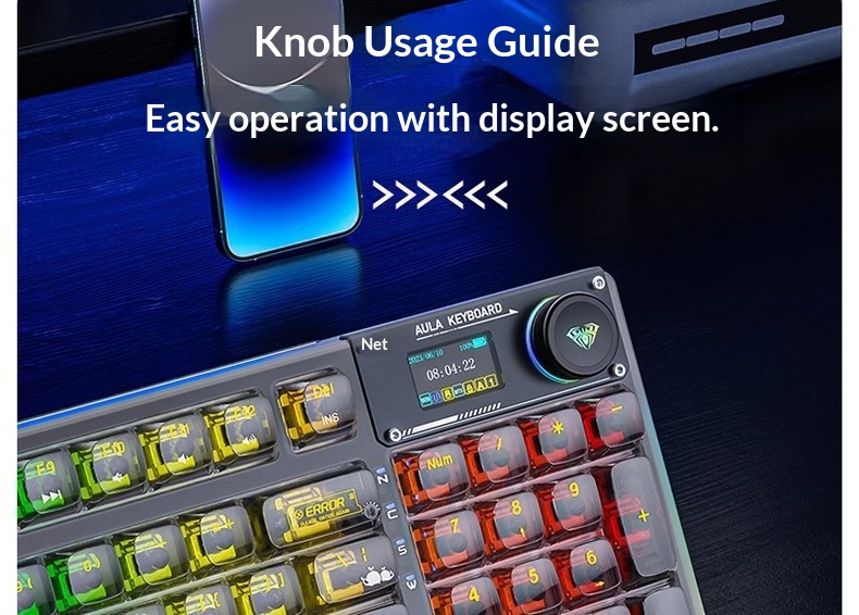 Wolf Spider F98pro, chargeur sans fil Bluetooth à trois modes avec écran, remplaçable à chaud, personnalisable et entièrement transparent_voghion.com