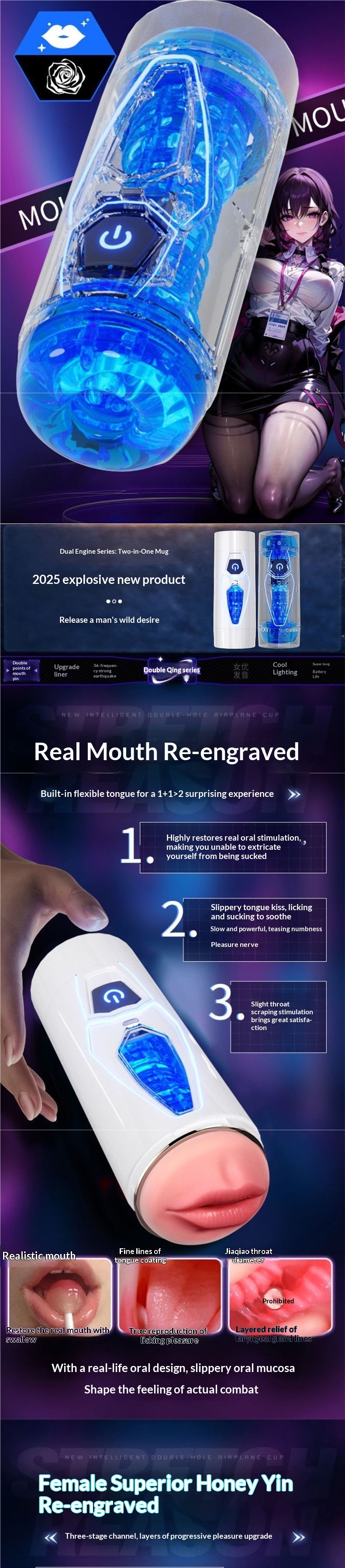 Dual-hole Fully Automatic Telescopic Airplane Cup Toy, Hands-free, Intelligent, Multifunctional, Heated, Interactive_voghion.com