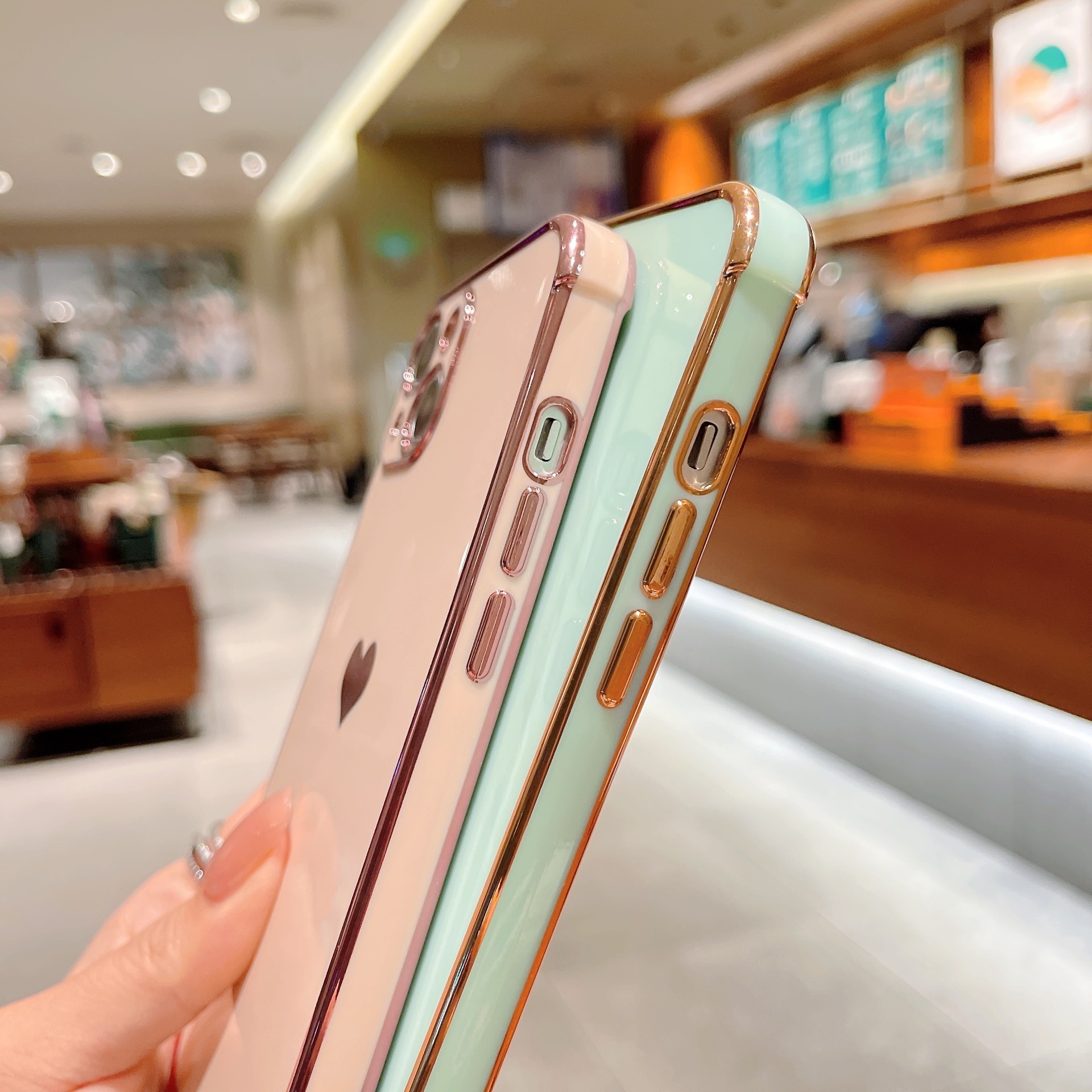 Suitable For 17/8PLUS Electroplated Side Heart-shaped IPhone16E/13PRO Phone Case XR Protective Soft Cover_voghion.com