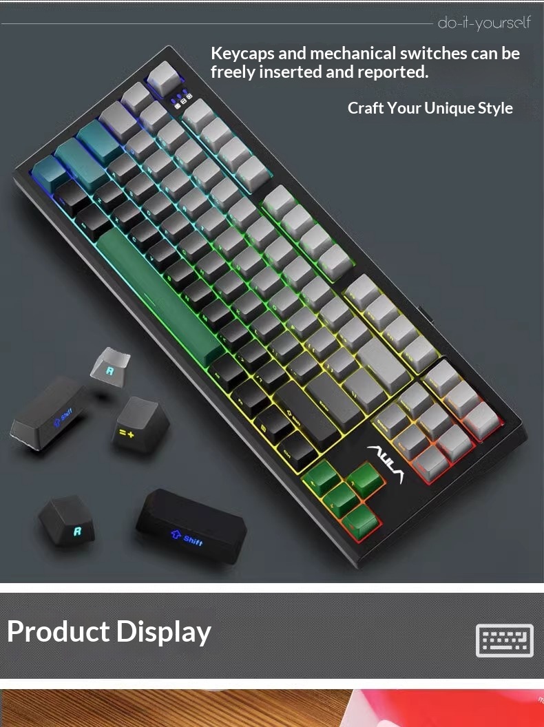 Wolf Spider S87 Mechanical Wireless Keyboard Rgb Tri-mode Gasket_voghion.com